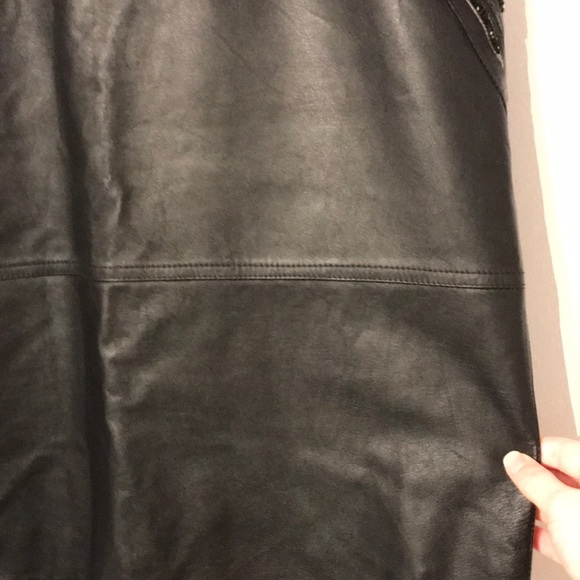 Vintage sequins embellishment leather skirt - Picture 5 of 10